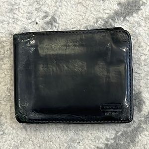 Men’s Coach‎ Leather Wallet/Black w/Fabric Lining/6 Card Slots/Bifold/Good Cond